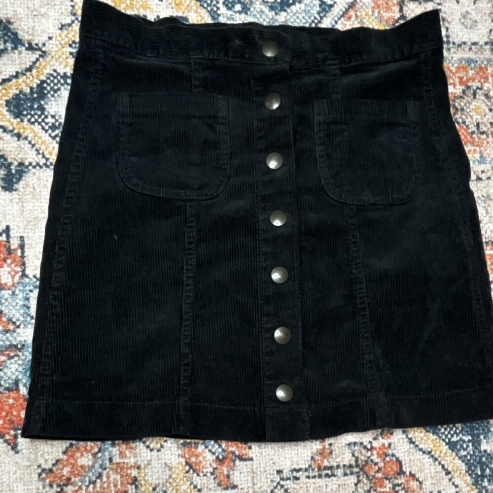 Brandy Melville Corduroy Button Mini Skirt Black Small
